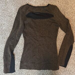 C/MEO Collective Bronze Metallic Long Sleeve Cutout Top